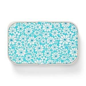 Blue Floral Bento Lunch Box, Eco-Friendly Meal Container, Retro Style Lunch Box School Lunch Essentials, Picnic Must-Have, Gift for Foodies