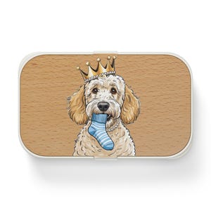 Lonchera bento con diseño de perro, ideal como regalo para amantes de los perros, ideal como merienda de viaje para niños, lonchera escolar, regalo divertido de Goldendoodle.