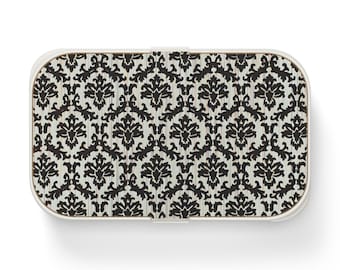 Elegante fiambrera Bento de Damasco, recipiente ecológico para comidas.