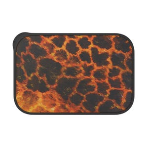 Elegante caja bento con estampado de leopardo y utensilios. Preparación de comidas con estilo, almuerzo para llevar. Almacenamiento de alimentos ecológico. Cesta de picnic de regalo. Vuelta al cole.