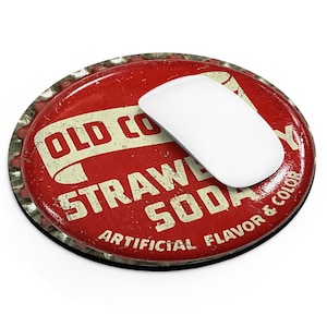 Mouse Pad, Vintage Soda Bottle Cap Design - Retro Desk Decor, Gaming Mousepad, Office Supplies, Computer