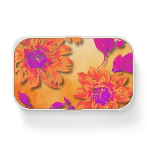 Vibrant Floral Bento Lunch Box Eco-Friendly Meal Prep Container Stylish Food Storage School Lunchbox Work Lunch Box Picnic Basket Essentials