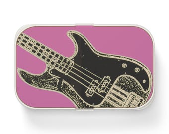 Lonchera Bento Rockin', preparación de comidas para amantes de la música, lonchera con diseño de guitarra, lonchera escolar, lonchera de trabajo, picnics, contenedor ecológico