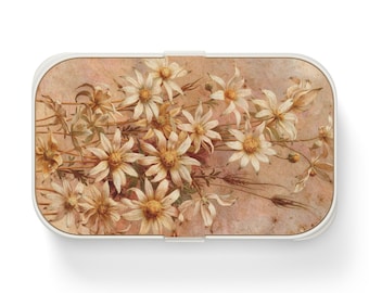 Vintage Floral Bento Box, Daisies Lunchbox, Picnic Container