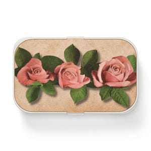 Floral Bento Lunch Box Vintage Rose Lunch Container Meal Prep Box Eco-Friendly Lunch Box Gift for Her Picnic Essentials Elegant Food Storage