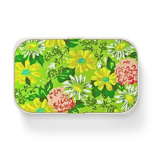Vibrant Vintage Floral Bento Lunch Box  Eco-Friendly Meal Prep Container Work Lunch Box School Lunchbox Picnic Basket Japanese Bentobox Gift