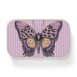 Butterfly Bento Lunch Box Pretty School Lunch Box Work Lunch Box Picnic Basket Gift for Foodie Pretty Kitchen Storage Eco-Friendly Snack Box