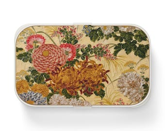 ヴィンテージ風花柄弁当箱、和風弁当箱セット、植物柄弁当箱、環境に優しい食事準備、旅行用スナック、グルメギフト