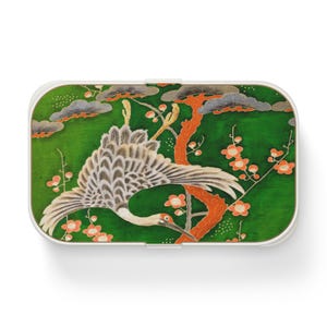 Crane and Plum Blossom Bento Lunch Box, Japanese Bento Box Set, Floral Lunchbox, Eco-Friendly Meal Prep Container, Japanese Inspired Gift