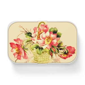 Vintage Floral Bento Lunch Box Beautiful Floral Design Lunch Container Meal Prep Box Eco-Friendly Food Storage Gift for Foodie Travel Snacks