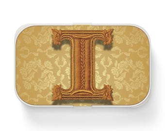 Elegante Bento Lunch Box mit Vintage Buchstabe I Design, umweltfreundlicher Mahlzeitenbehälter, Arbeitslunchbox Schulbrotdose Picknickkorb Einzigartiges Geschenk