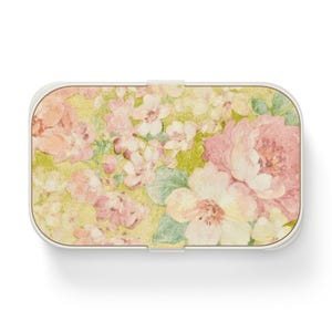Floral Bento Lunch Box, Eco-Friendly Meal Prep Container, Cute Lunch Organizer Pretty Adult Lunch Box Gift for Foodie Travel Lunch Container