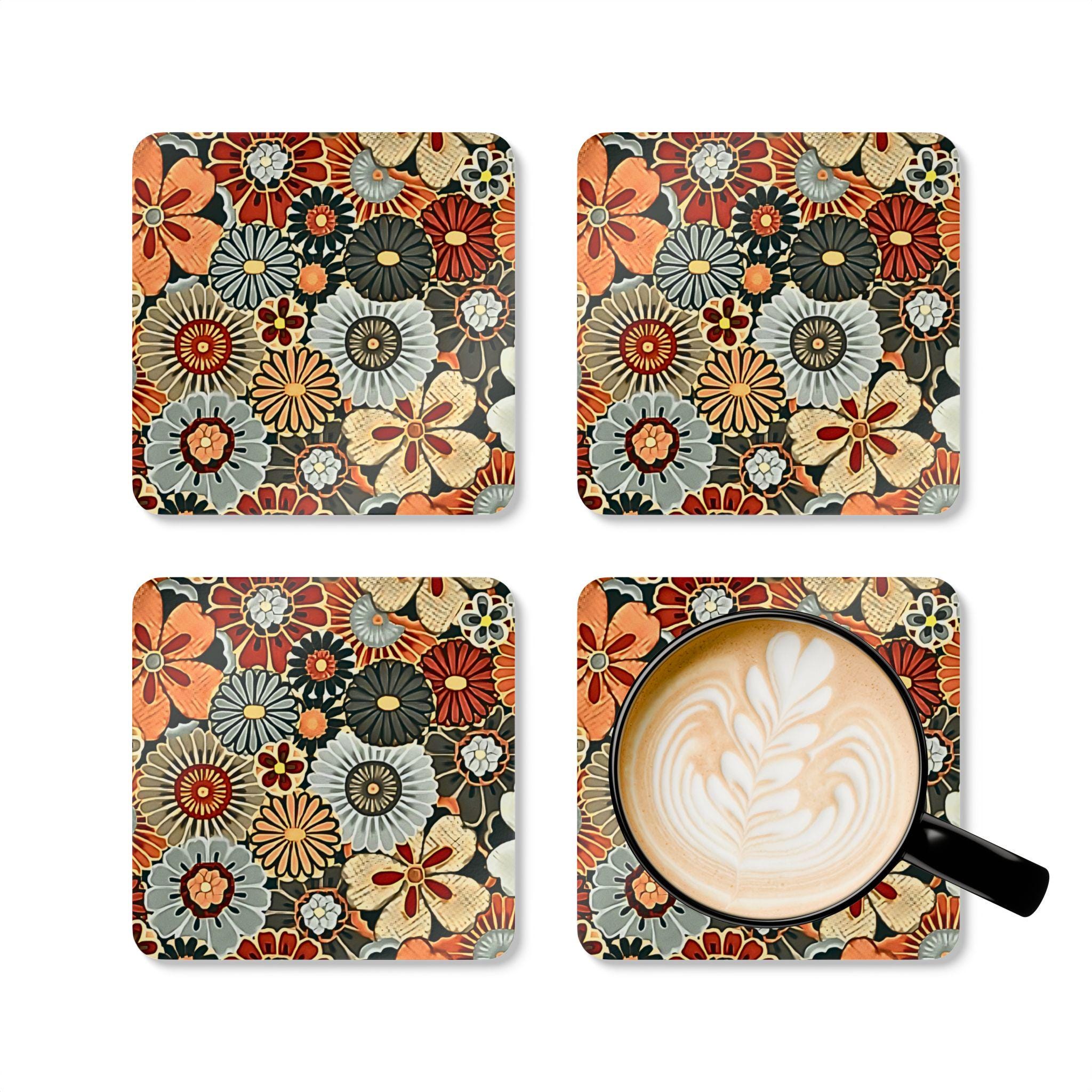 Set Di 4 Sottobicchieri In Legno Di Noce A Puzzle Con Supporto - Decorazione Tavolo Proteggi Tazze E Pentole - 2
