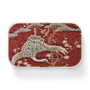 Crane Plum Blossom Design Bento Lunch Box, Japanese Bento Box Set, Eco-Friendly Meal Prep Container, Oriental Style Lunchbox, Snack Box