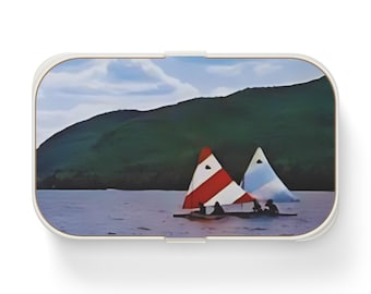 Nautical Bento Lunch Box, Sailboat Design, Eco-Friendly Meal Container