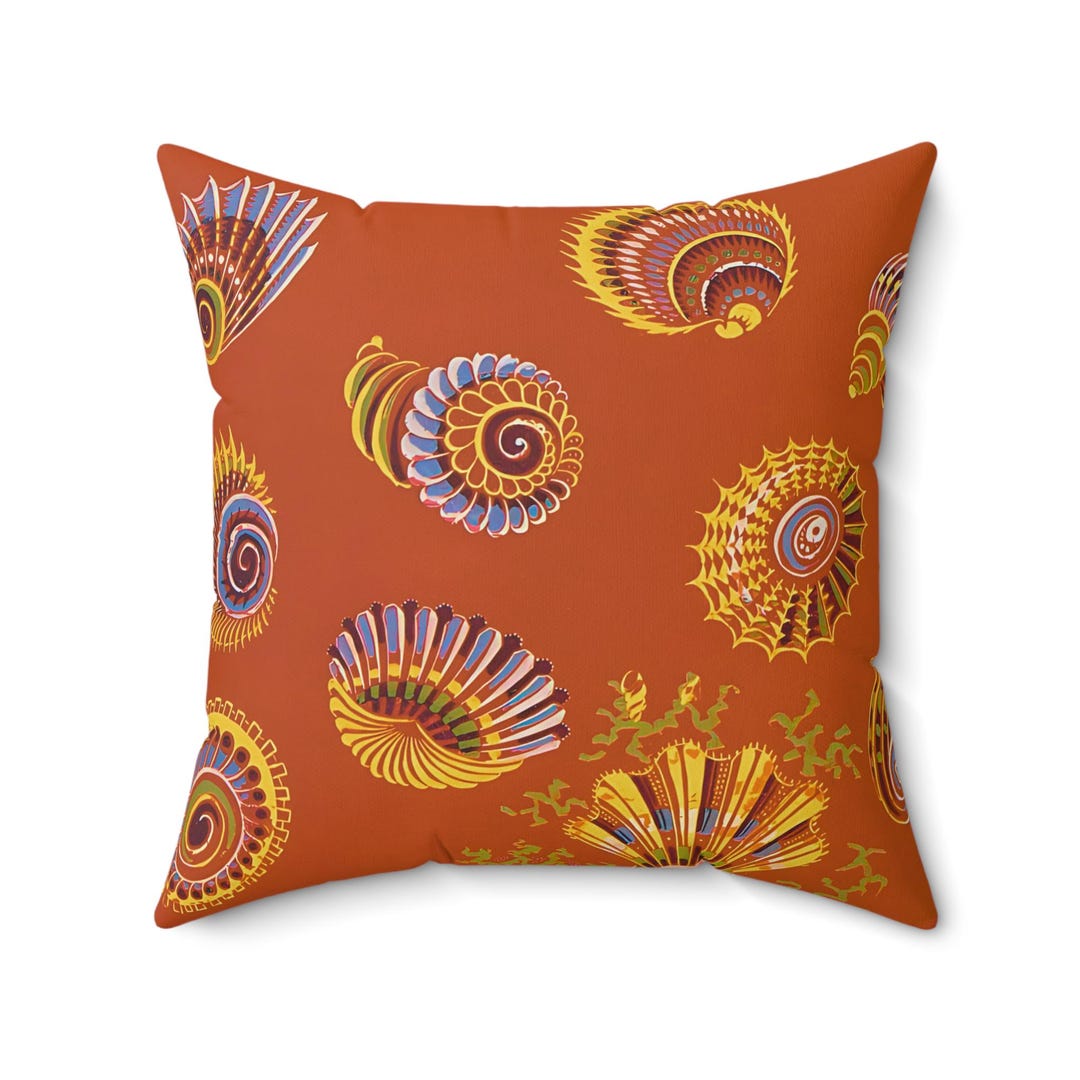 Retro Nautical Shells Pillow, Seashell Throw Pillow, Beach House Decor ...