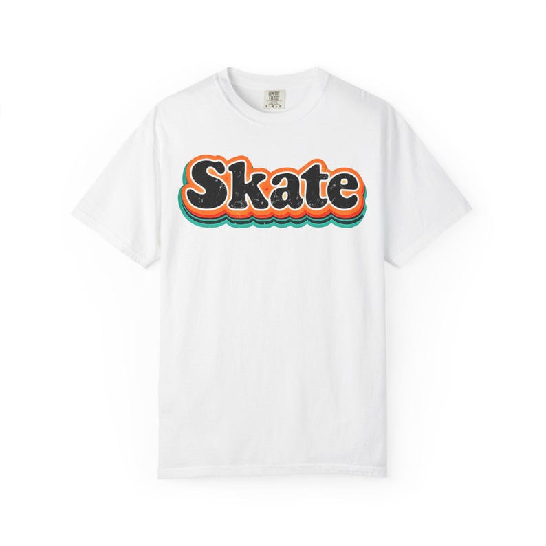 T-shirt graphique de planche à roulettes, chemise de skate vintage, t-shirt unisexe couleurs confort, cadeau pour les patineurs, chemise de patinage à roulettes, chemise de skate des années 80, t-shirt de skate image 5