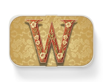 Personalized Initial W Bento Lunch Box, Custom Lunch Container Work Lunch Box, School Lunch Box, Picnic Basket, Eco-Friendly Lunch Box Snack