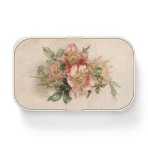 Vintage Floral Bento Lunch Box, Eco-Friendly Meal Container, Adult Lunch Box, Pretty Picnic Basket Gift for Foodies, Reusable Lunch Solution