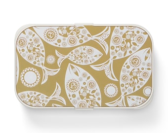 Fish Design Bento Lunch Box, Japanese Meal Prep Container, BPA-Free, Microwave-Safe