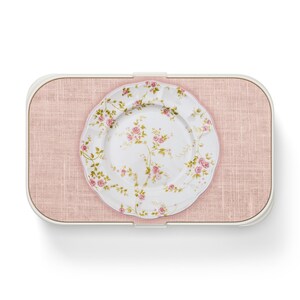 Pink Floral Vintage Inspired Bento Lunch Box, Eco-Friendly Meal Containe Work or School Lunch Box Stylish Food Storage Pretty Food Container