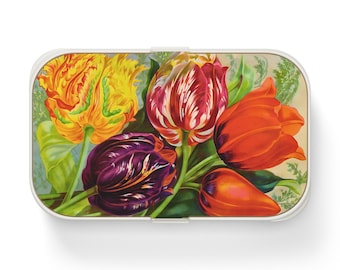 Floral Bento Lunch Box, Vibrant Vintage Style, Eco-Friendly
