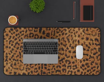 Leopard Print Desk Mat, Animal Print Desk Pad, Stylish Office Decor, Animal Print Mouse Pad, Desk Decor, Exotic Office, Safari Themed Space
