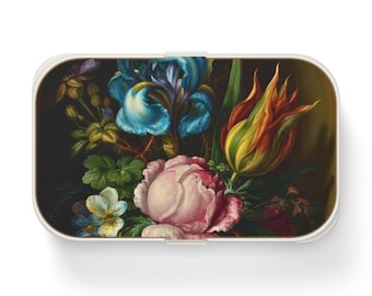 Vintage Floral Bento Lunch Box, Elegante japanische Bento Box, Botanische Lunchbox, umweltfreundlicher Meal Prep Container, Geschenkidee für Sushi-Liebhaber