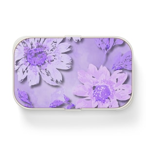 Floral Bento Lunch Box Eco-Friendly Meal Prep Kids & Adult Lunch Organizer Purple Lunch Box Picnic Basket Work Bento Box School Lunchbox