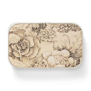 Lonchera Bento con diseño floral vintage, ecológica, para la escuela, ideal para el trabajo, picnics, viajes y refrigerios.