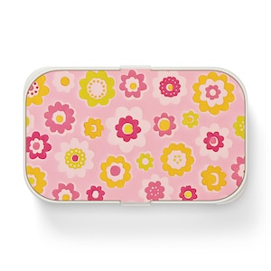 Pink Floral Bento Lunch Box | Cute Lunch Container for School, Work Lunch Box, Kids Lunchbox, Eco-Friendly Meal Prep, Back to School, Picnic