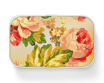 Floral Bento Lunch Box Vintage Style Meal Prep Container Work Lunch Box School Lunchbox Eco-Friendly Food Storage Lovely Gift for Foodies