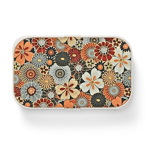 Retro Floral Bento Lunch Box EcoFriendly Meal Prep Container Cute Food Storage School Lunch Box Work Lunchbox Picnic Basket Flower Lunch Box