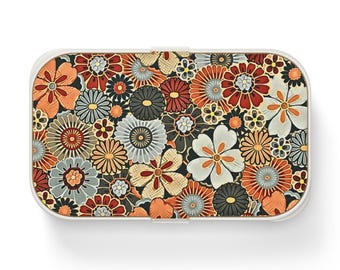 Retro Floral Bento Lunch Box EcoFriendly Meal Prep Container Cute Food Storage School Lunch Box Work Lunchbox Picnic Basket Flower Lunch Box