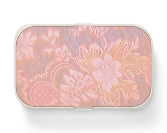 Elegant Pink Bento Lunch Box Floral Meal Prep Container EcoFriendly Bento Box Kids Lunchbox Stylish Food Storage Container Picnic Essentials