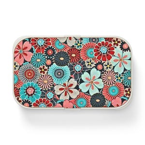Lonchera Bento Floral de Estilo Retro, Elegante Recipiente para Preparar Comidas, Bonita Lonchera Ecológica, Lonchera Escolar, Lonchera de Trabajo, Cesta de Picnic
