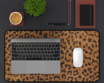 Leopard Print Desk Mat Stylish Office Decor Animal Print Mouse Pad Leopard Print Mousepad Luxury Home Office Mat Elegant Workspace Accessory