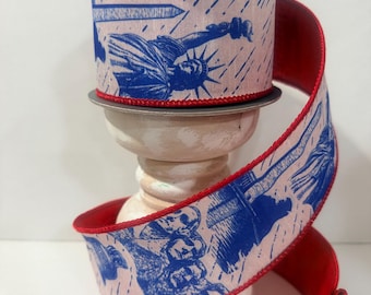 2-1/2 x 10 Yard roll Reliant Patriotic Toile Wired Ribbon
