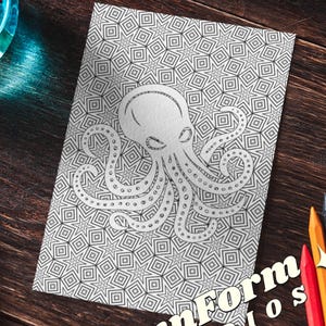 Octopus Coloring Page, Sea Creature Digital Download, Printable Ocean Art, Underwater Coloring Sheet, Instant Download, Zenful Art