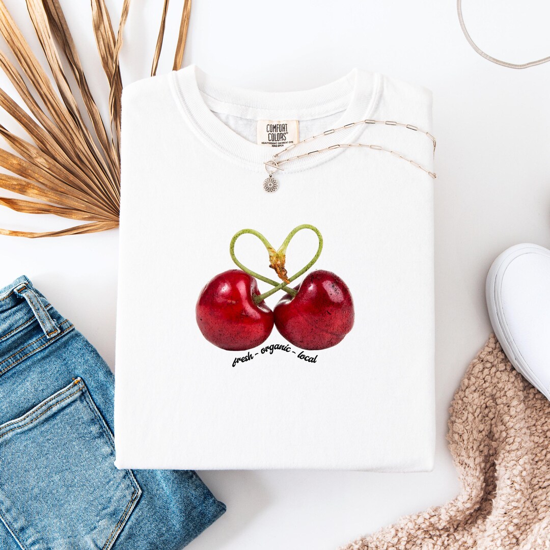 Comfort Colors Cherry Flirty Tshirt for Women, Cute Tee Shirt, Cherry — free download