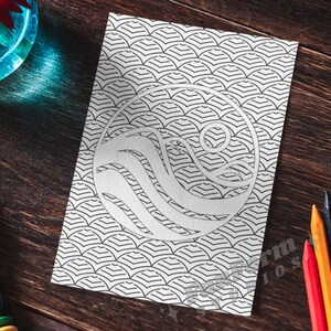 Zen Wave Coloring Page, Japanese-Inspired Printable Mandala, Minimalist Ocean Art for Adults, Calming PDF Coloring Sheet for Stress Relief