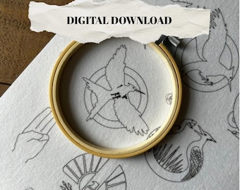 YA Dystopian Inspired Hand Embroidery Designs - Reading, Book Lover, Adventure, Printable Stick and Stitch PDF Pattern