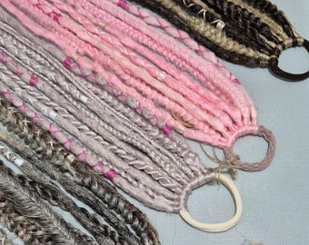 Trenzas elásticas para atar en muchos colores, extensiones de cabello estilo vikingo, rastas sintéticas escandinavas hechas a mano.
