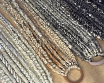 Tranças elásticas com dreads em várias cores, rabo de cavalo estilo viking, extensões de cabelo, dreadlocks sintéticos escandinavos feitos à mão.