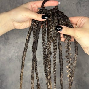 Brown HairBand, Dark Handmade Elastic Hsir tie Braids, Viking style Hairs, Dark Synthetic Dreadlocks, Brown ponytail, Brown Long Dreadlocks