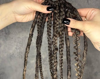 Brown HairBand, Dark Handmade Elastic Hsir tie Braids, Viking style Hairs, Dark Synthetic Dreadlocks, Brown ponytail, Brown Long Dreadlocks