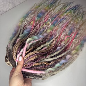 Ombre Curly Handmade Synthetic DE or SE Dreadlocks, Viking style Wavy Dreadlock Extensions