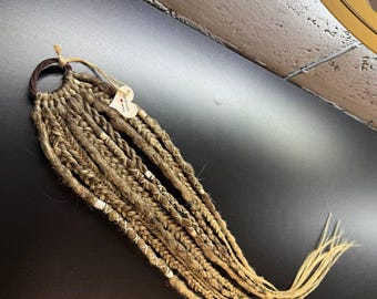 Elastic Tie Braids Dreads, Ponitail in Viking style Hairs Extension, Scandinavian Handmade Synthetic Dreadlocks