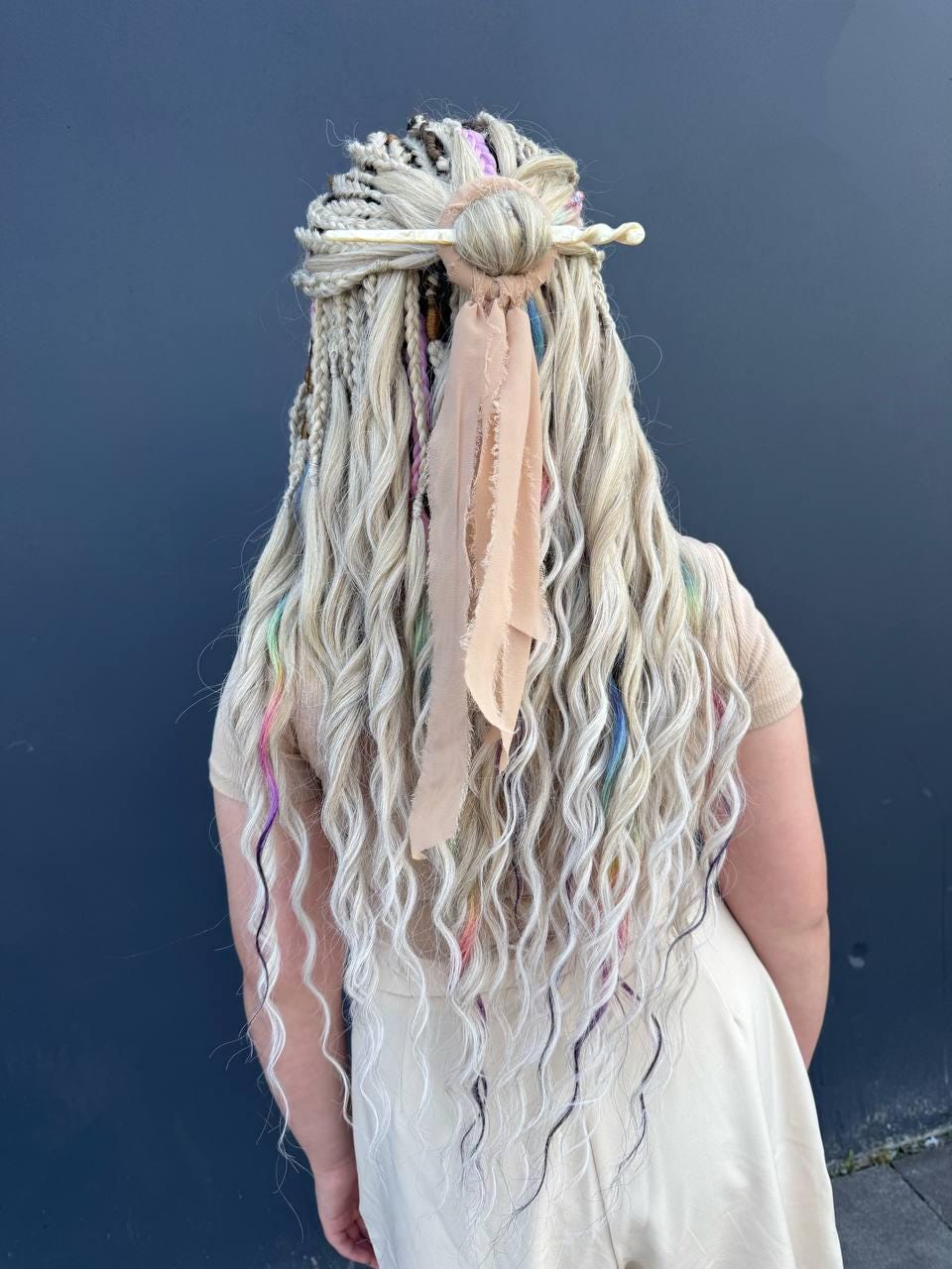 Blond & Rainbow Curly Dreadlock Extensions, Synthetic DE/SE  display picture 3