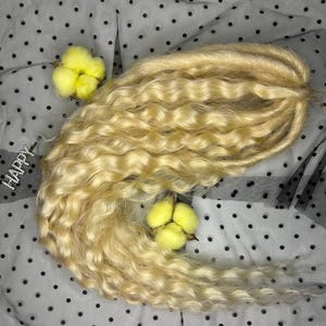 Blonde Synthetic Curly Hairs Extension, DE or SE Wavy Dreadlock extensions, Natural Blond Curls, Wheat Blond Curly Dreadlocks, Blond Curls